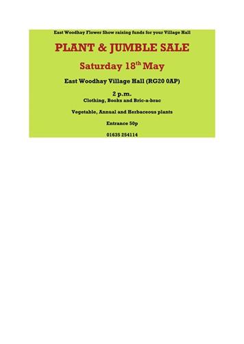  - East Woodhay Flower Show- Plant and Jumble Sale 18 May